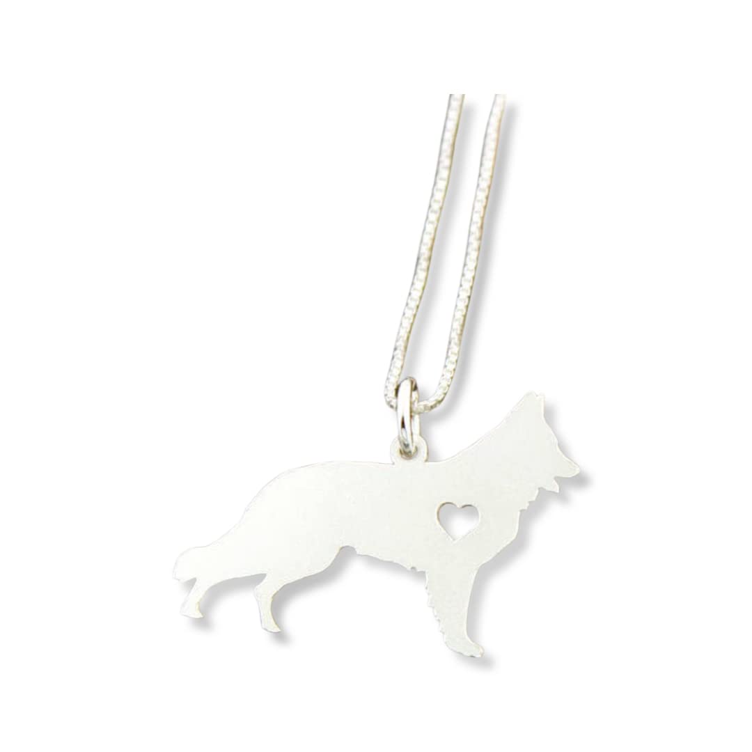 German Shepherd necklace Personalized Engraveable sterling silver Dog pendant With Heart - Dog Breed Jewelry Best Memorial Pet Gift - German 2