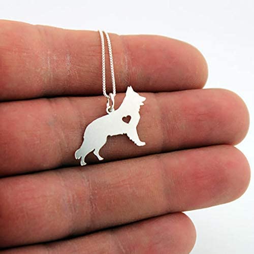 German Shepherd necklace Personalized Engraveable sterling silver Dog pendant With Heart - Dog Breed Jewelry Best Memorial Pet Gift - German 2