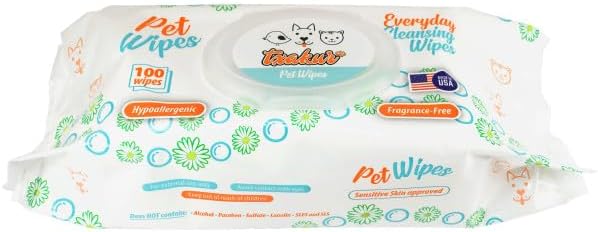 Txakur pet Wipes for Dogs and Cats Hypoallergenic Natural Products for Cleansing from Nose to Tail 100 Count 8x7in Wipes Perfect for Grooming and Cleaning Made in The USA Fragance-Free