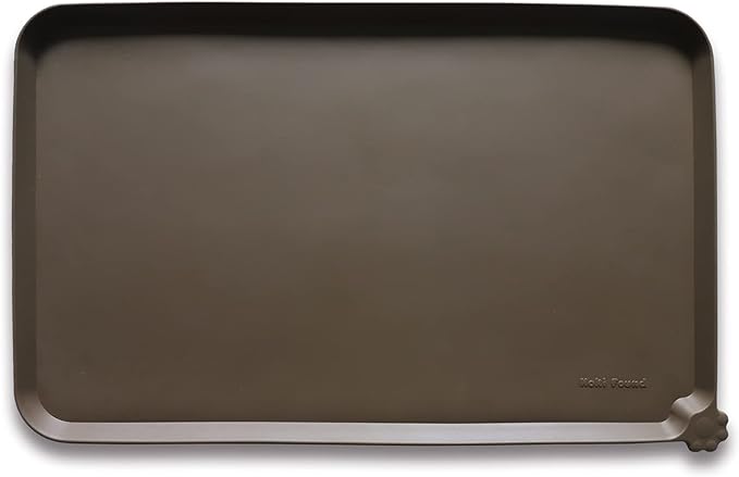 Hoki Found L Silicone Pet Food Mats Tray - Non Slip Dog Cat Bowl Mats Placemat - Pet Feeding Mat - Waterproof Dog Cat Food Mats -Pet Water Mats for Carpet - Coffee