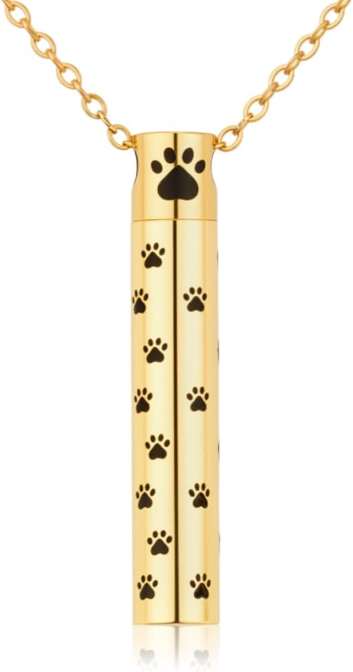 Dog Urn Necklaces for Ashes Paw Cylindrical Cremation Dog Paw Stainless Steel Pet Ashes Pendant for Puppy Pet Memorial Keepsake Jewelry