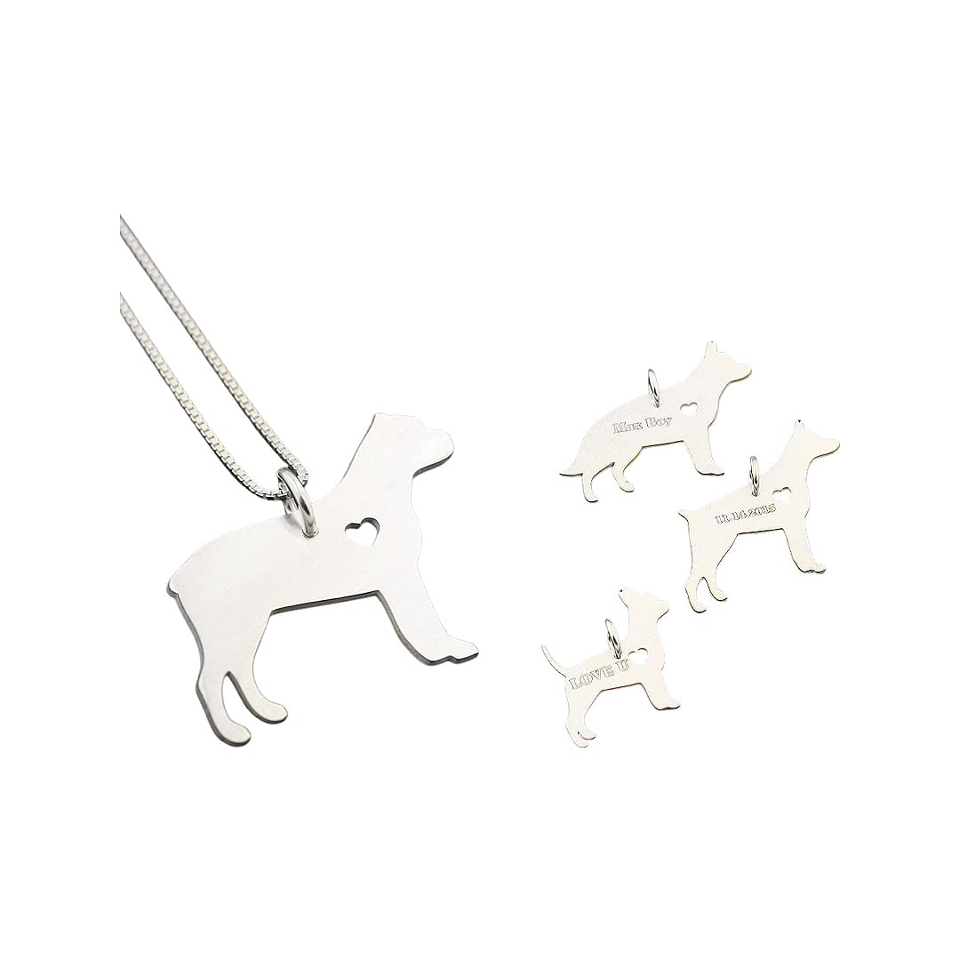 Cane Corso necklace sterling silver dog breeds pendant w/Heart - Love Pet Jewelry Italian chain Women Best Cute Gift, Memorial Gift