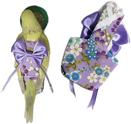 Bird Flight Suits Diapers, Parrot Diapers for Monk Parakeets, Cockatiels, Parrot Clothes Costume, Bird Training Nappy Suit Liners Clothes (Medium,Purple)