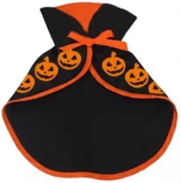 Pet Halloween Pumpkin Cloak Cosplay Cloak for Cat and Small Dogs, Pet Halloween Costume Clothes Suit