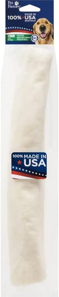 Pet Factory 100% Made in USA Beefhide 12" Roll Dog Chew Treat - Natural Flavor, 1 Count/1 Pack