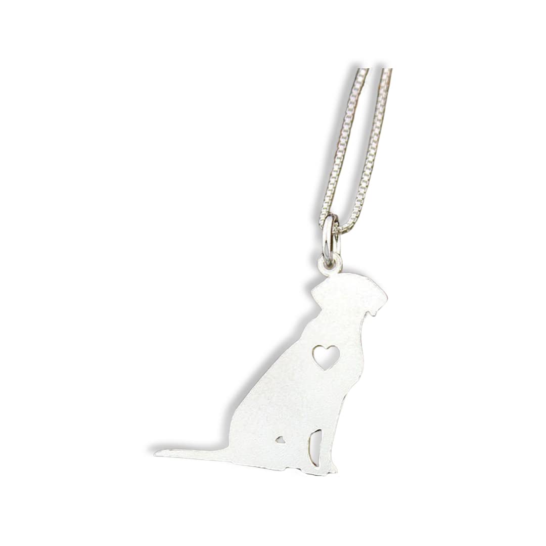 Labrador Retriever engarvable necklace sterling silver dog breeds pendant w/Heart - Love Pet Jewelry Italian chain Women Best Cute Gift Personalized memory gift - Lab 4