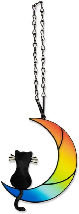 callie Cat Memorial Gifts for Loss of Cats, Pet Memorial Suncatcher Decor for Windows Hanging, Sympathy Bereavement Gift for Cat Lovers (Rainbow Sitting)