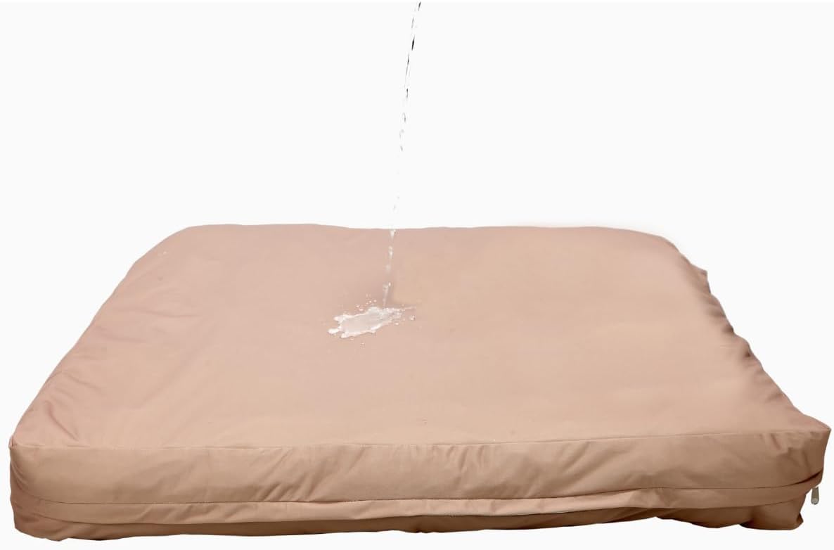 Dog Bed Cover – Waterproof Cover for Dog Bed – Heavy Duty, Machine Washable Zippered Liner – Durable, USA-Made Fabric for Pets – Ideal Pet Bedding Protector for Accidents and Messes - XL (Tan)