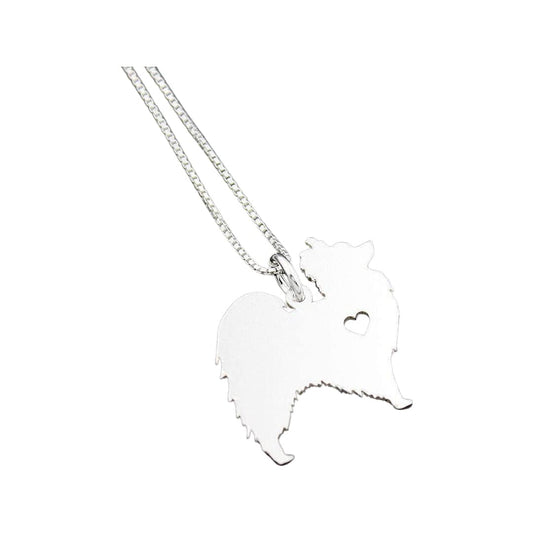 Papillon necklace sterling silver dog breeds pendant w/Heart - Love Pet Jewelry Italian chain Women Best Cute Gift Personalized Toy Spaniel