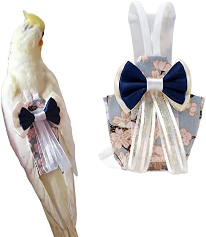 Bird Flight Suits Diapers for Monk Parakeets, Cockatiels, Parrot Clothes, Training Nappy Suit Liners (Medium, Navy)