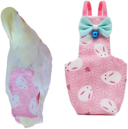 Bird Flight Suits Diapers for Monk Parakeets, Conures, Lovebirds, Cockatiels Flight Suits, Parrot Clothes, Bird Training Nappy Suit Liners Clothes (X-Small,Pink)