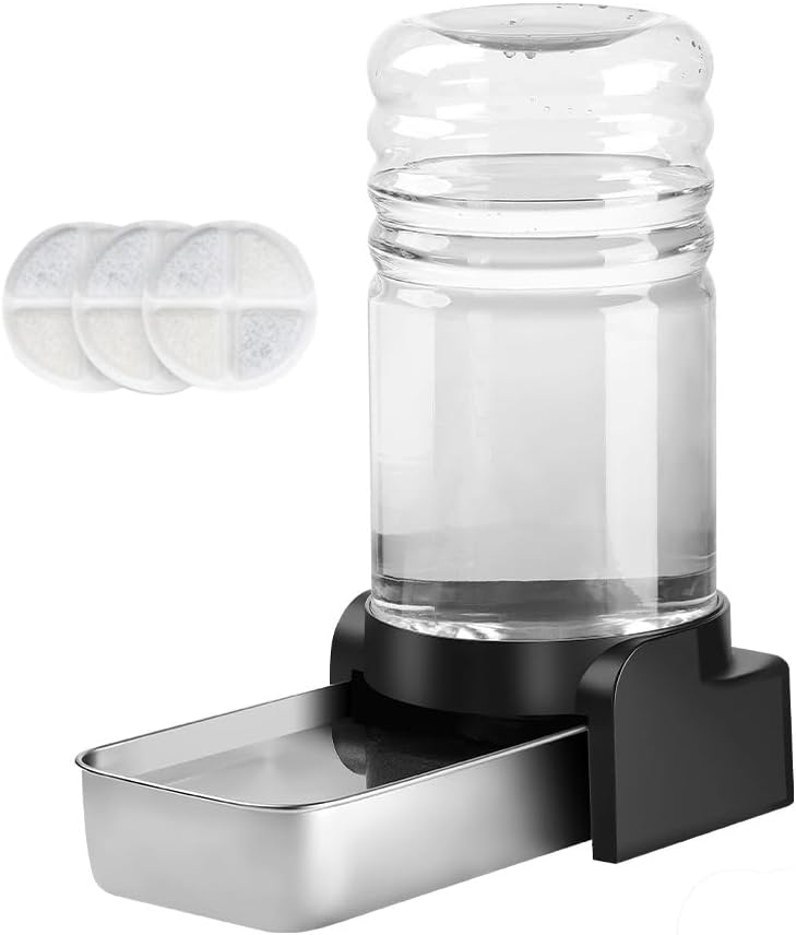 Marchul 1.5 Gallon Cat Water Dispenser, Automatic Gravity Dog Water Feeder, Stainless Steel Large Capacity Cat Waterer for Cats and Small Dogs (3 Filters) 5.7L