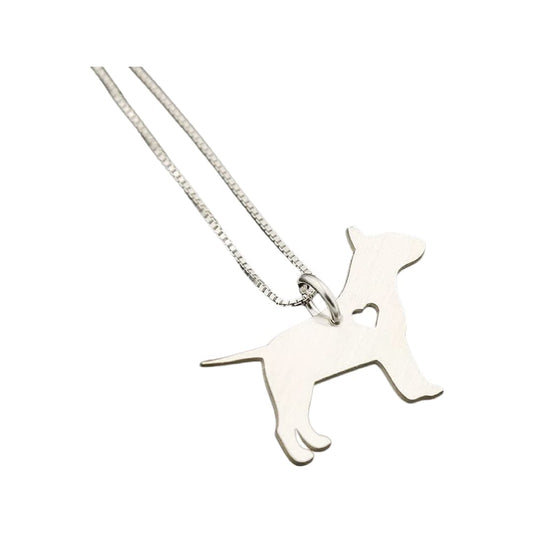 Bull Terrier necklace sterling silver dog breeds pendant w/Heart - Love Pet Jewelry Italian chain Women Best Cute Gift, Memorial Gift Engravable