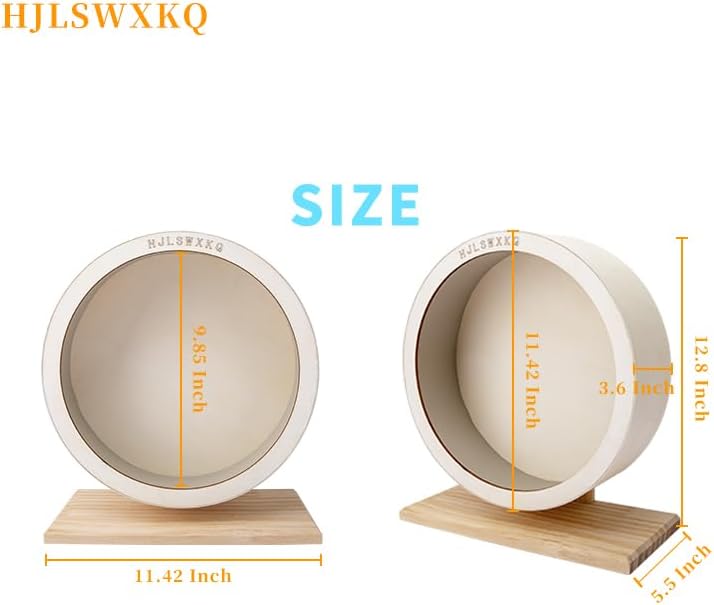 Hamster Silent Exercise Wheel – Wooden Hamster Wheel with Removable Washable Track, Quiet Wheel for Gerbils, Mice, Small Pets – Prevents Boredom Depression（L）