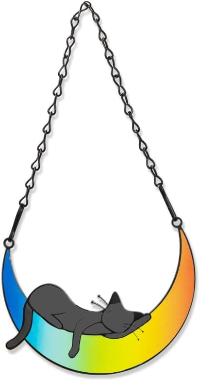 callie Cat Memorial Gifts for Loss of Cats, Pet Memorial Suncatcher Decor for Windows Hanging, Sympathy Bereavement Gift for Cat Lovers (Rainbow Lying)