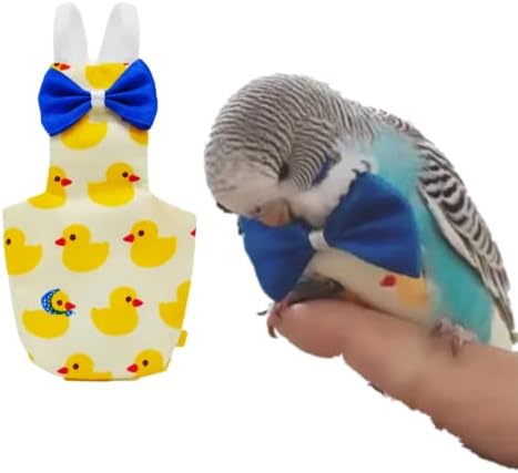 Bird Flight Suits Diapers for Monk Parakeets, Conures, Lovebirds, Cockatiels Flight Suits, Parrot Clothes, Bird Training Nappy Suit Liners Clothes (Small,Yellow-D)