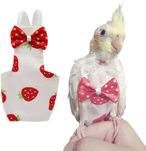 Bird Flight Suits Diapers for Monk Parakeets, Conures, Lovebirds, Cockatiels Flight Suits, Parrot Clothes, Bird Training Nappy Suit Liners Clothes (X-Small,Red)