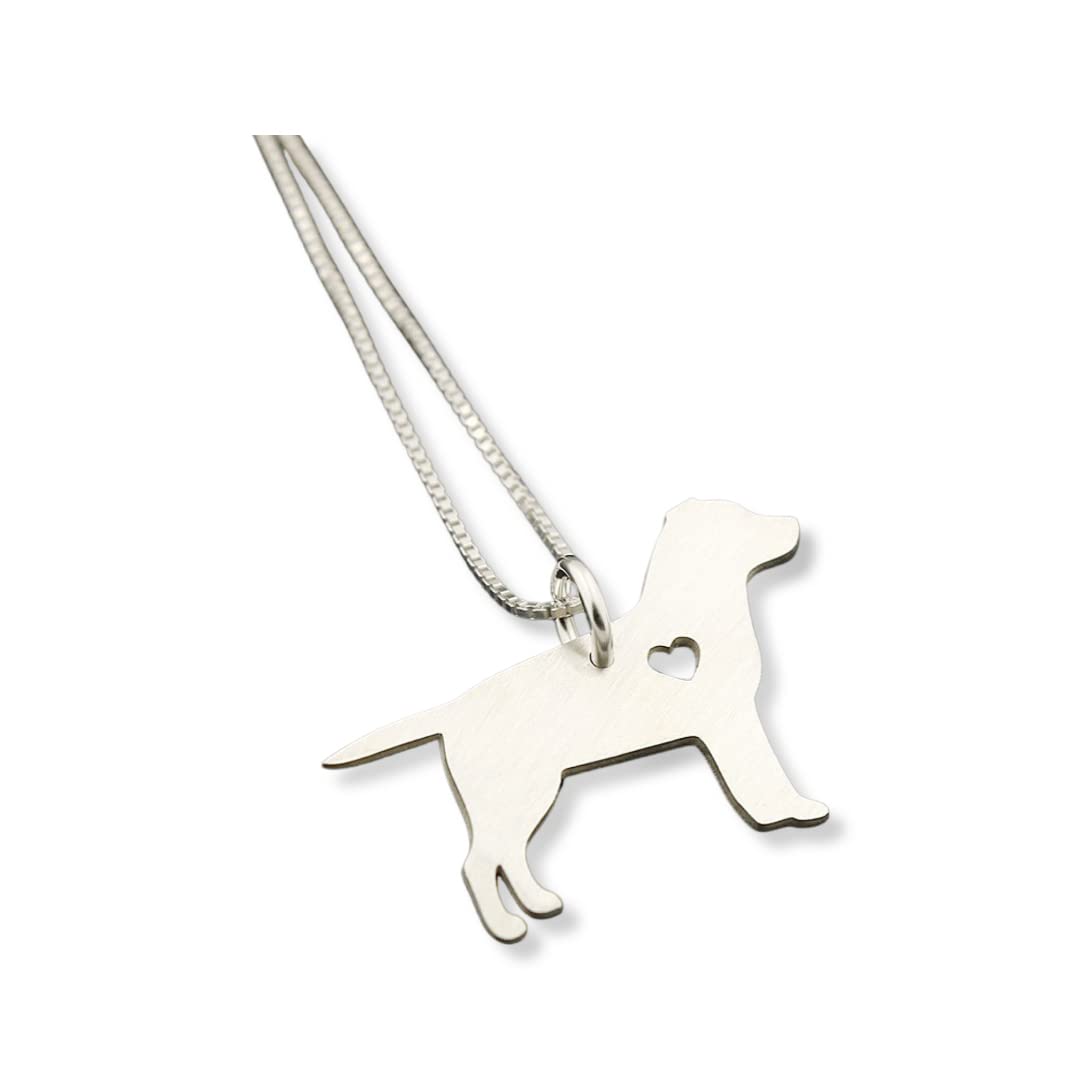 Labrador Retriever necklace sterling silver dog breeds pendant w/Heart - Love Pet Jewelry Italian chain Women Best Cute Gift Personalized - Lab1