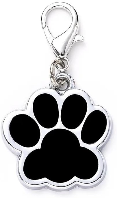 Cute Personalized Pet Name Tags for Cats/Dogs - Glitter Custom pet id tag, Dog id Tags Engraved for Pets, Customizable cat tag, pet Collar Charms, Dog Name tag (Paw-Shaped-Small: Black)
