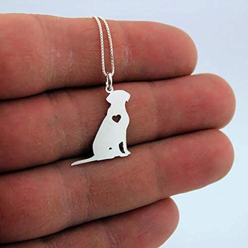 Labrador Retriever engarvable necklace sterling silver dog breeds pendant w/Heart - Love Pet Jewelry Italian chain Women Best Cute Gift Personalized memory gift - Lab 4