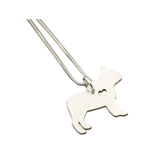 French Bulldog necklace sterling silver dog breeds pendant w/Heart - Love Pet Jewelry Italian chain Women Best Cute Gift, personalized and engravable