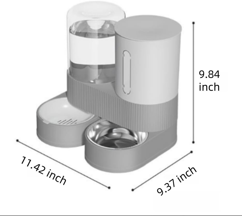 Gravity Cat Feeder and Water Dispenser, 2 in 1 Automatic Cat Feeder with 180 Degree Rotatable, 2 Pack Large Capacity Self Feeding for Small Medium Dog Puppy Kitten, Black, 0.8 Gallon x 2