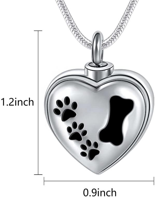 Farfume Personalized Pet Urn Necklace for Dog Cat Ashes Cremation Pet Memorial Customized Photo Text Engraving Pendant Keepsake Funeral Jewelry