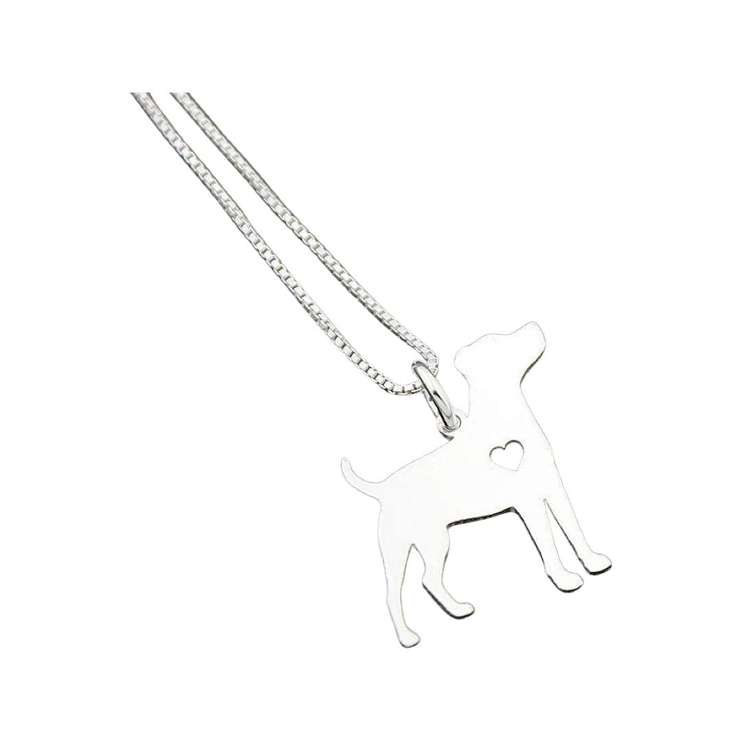Jack Russell Terrier engavable necklace sterling silver dog breeds pendant w/Heart - Love Pet Jewelry Italian chain Women Best Cute Gift Personalized