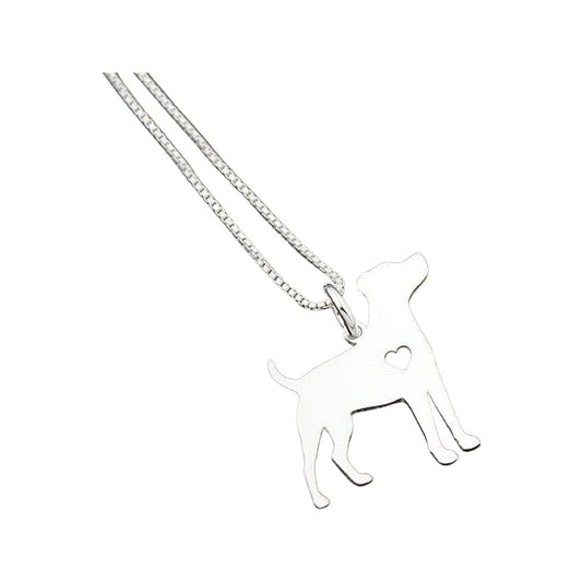 Jack Russell Terrier engavable necklace sterling silver dog breeds pendant w/Heart - Love Pet Jewelry Italian chain Women Best Cute Gift Personalized