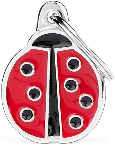 My Family Personalized Pet ID Tag Made in Italy, Ladybug, Free Engraving, Hand Enamelled in Metal, Charms Collection