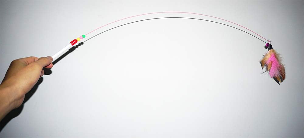 Cat Feather Toy, Cat Toys Wand, Bundle of 5 Pack Interactive Pet Cat Kitten Chaser Teaser Wire Wand with Bell Beads for Cat Exercise Play Fun Gifts - Wholesale