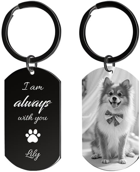 Personalized Dog Keychain Memorial Gifts for loss of dog - Custom Pet Photo Keychain in Memory of Dogs & Cats, Sympathy Gift For Pet Passed Away