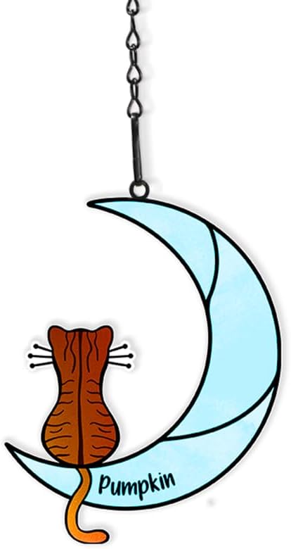 callie Personalized Cat Memorial Gifts for Loss of Cats, Custom Memorial Suncatcher for Windows Hanging Decor, Sympathy Bereavement Gifts for Cats Lovers (Sitting Style 1-6)
