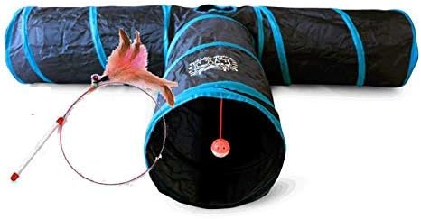 Feline Ruff Premium 3 Way Cat Tunnel. Extra Large 12 Inch Diameter and Extra Long. A Big Collapsible Play Toy. Wide Pet Tunnel Tube for Other Pets Too!