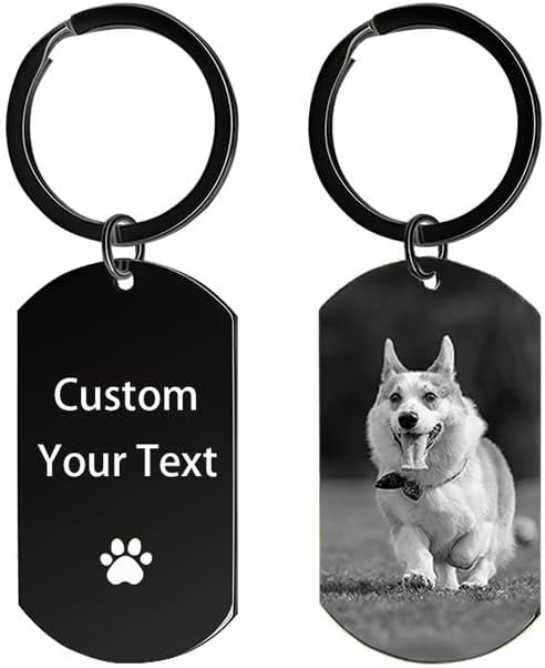 Dog Memorial Gifts Personalized Pet Memorial Keyring Photo for Loss of Dogs & Cats, Custom Pet Bereavement Gift, Double Sided Engraved Keychain Keepsake