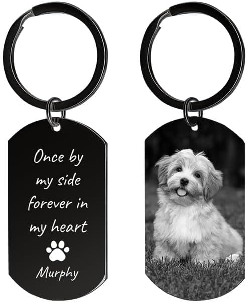 Personalized Dog Keychain Memorial Gifts for loss of dog - Custom Pet Photo Keychain in Memory of Dogs & Cats, Sympathy Gift For Pet Passed Away