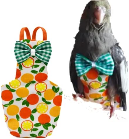 Bird Flight Suits Diapers for Monk Parakeets, Conures, Lovebirds, Cockatiels Flight Suits, Parrot Clothes, Bird Training Nappy Suit Liners Clothes (X-Small,Orange)