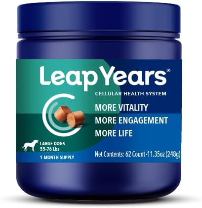 Leap Years Soft Chew Dog Health Supplement – Dog Cognitive Supplement, Supports Longevity of Your Pet, Brain, Heart & Muscle; Powerful NAD for Dogs + Senolytic Formula, Patent-Pending, Vet-Formulated