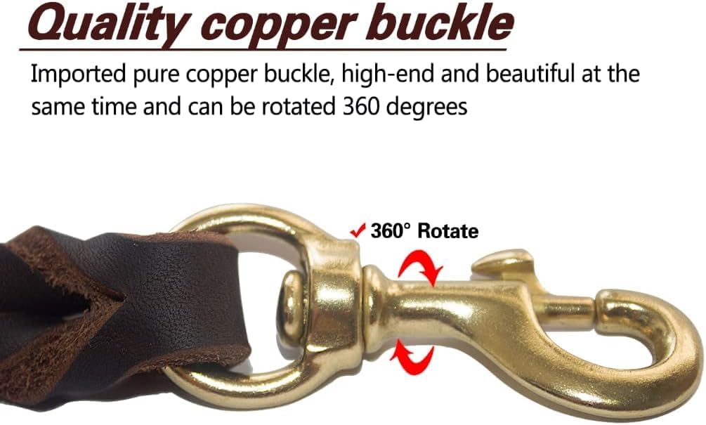 LWBMG Leather Dog Leash - 4ft x 3/4 inch, Heavy Duty, Braided, Comfortable for Large, Medium & Small Dogs