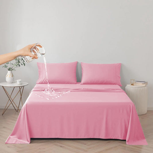 DUJUIKE Waterproof Bed Cover for Dog and Cats,Pet Hair Resistant Bed Sheet Cover, Protective Bed Liner Cover with 100% Waterproof Breathable Thin Fabric (Pink, Super King 90 * 118 inch)
