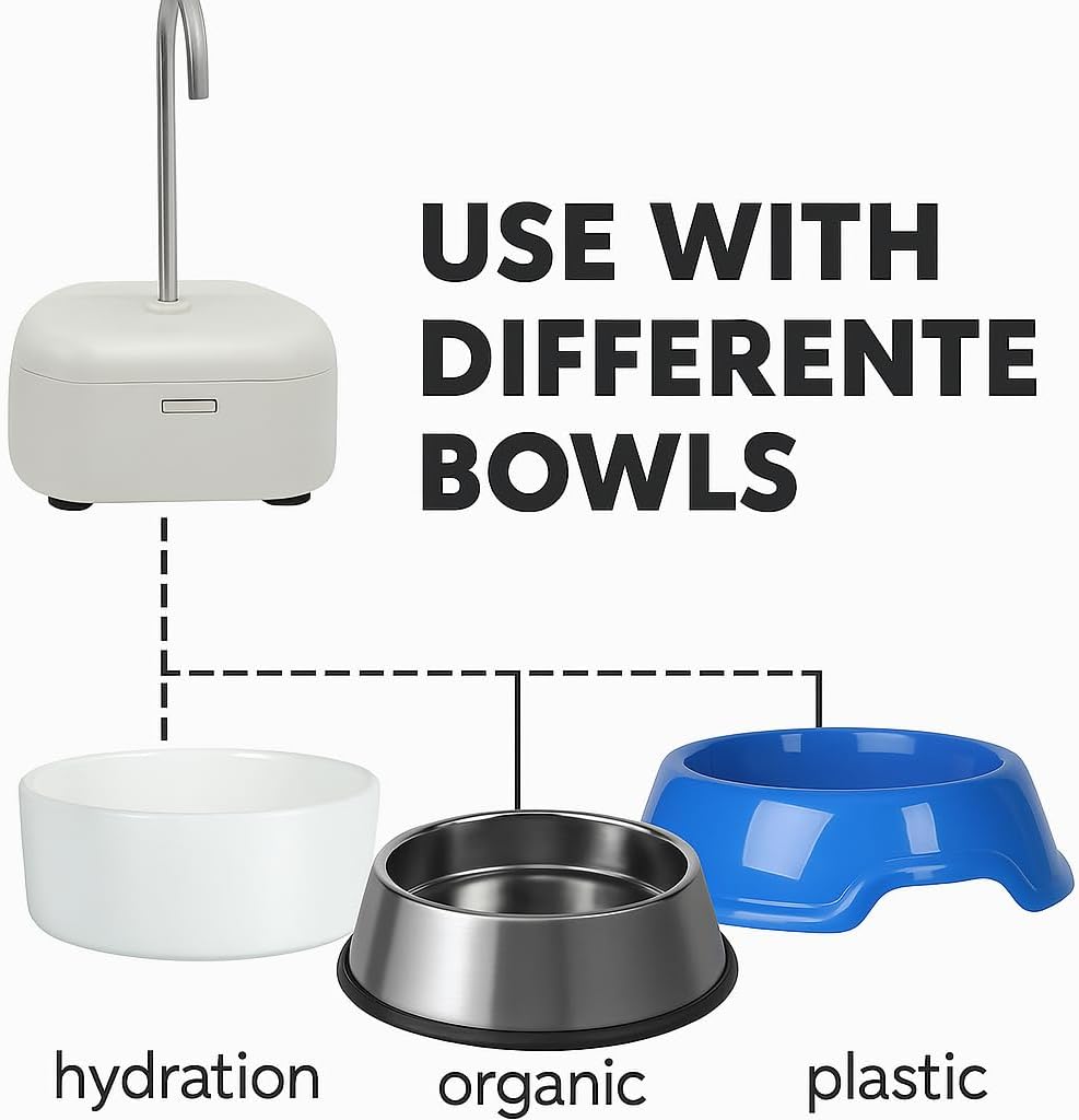 Aqua MINI Portable Pet Water Fountain - Automatic Drinking Bowl for Cats and Dogs - Stainless Steel Faucet - Replaceable Filters - Easy Cleaning - Ideal for Multiple Pets - 1.2L/42 fl oz - Pink