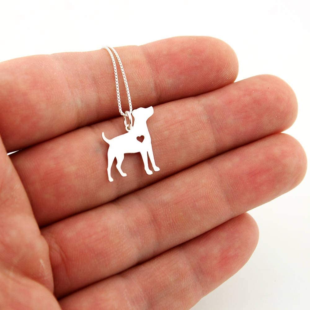 Jack Russell Terrier engavable necklace sterling silver dog breeds pendant w/Heart - Love Pet Jewelry Italian chain Women Best Cute Gift Personalized
