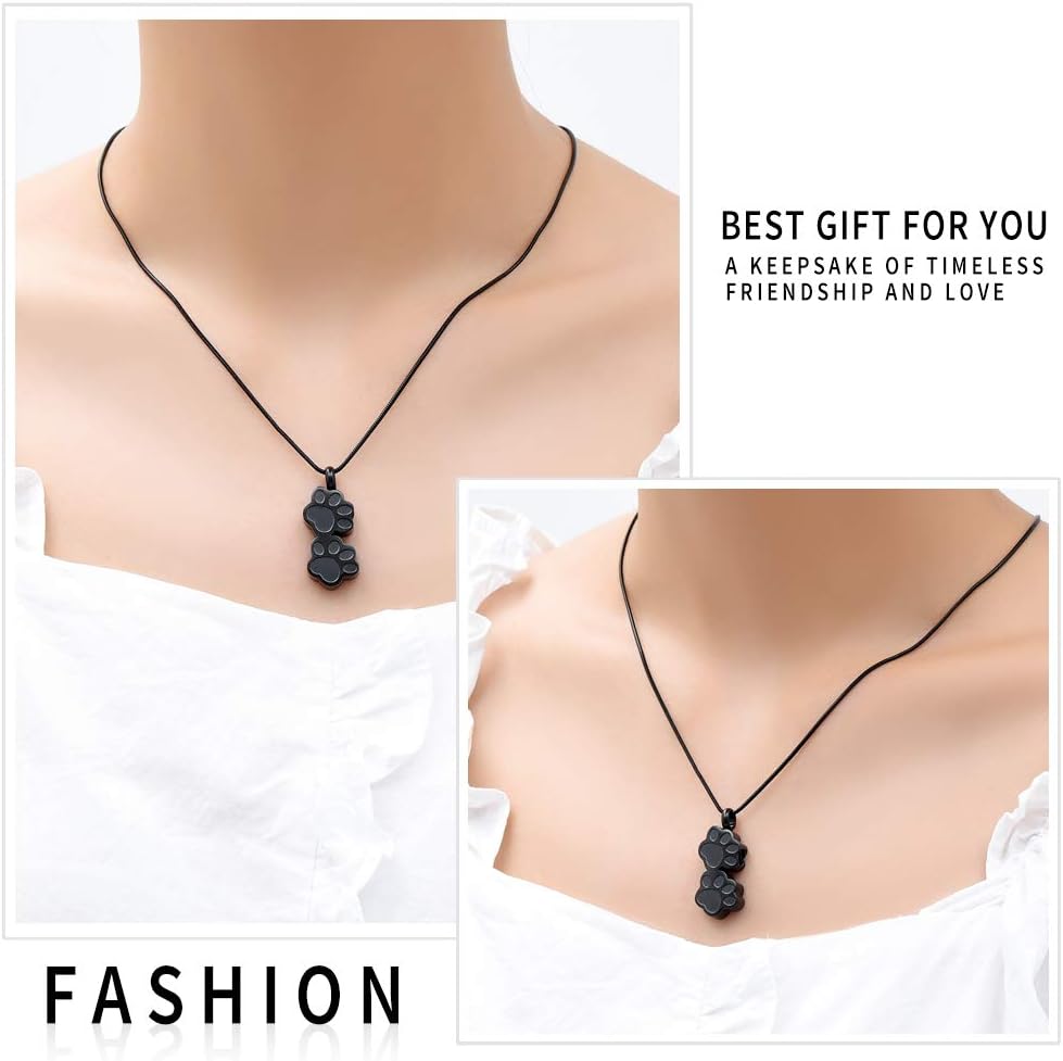 Pet Urns For Dogs/Cats - Pet Ashes Necklace - Paw Print Urn Necklace with Mini Keepsake Urn Memorial Ash Jewelry