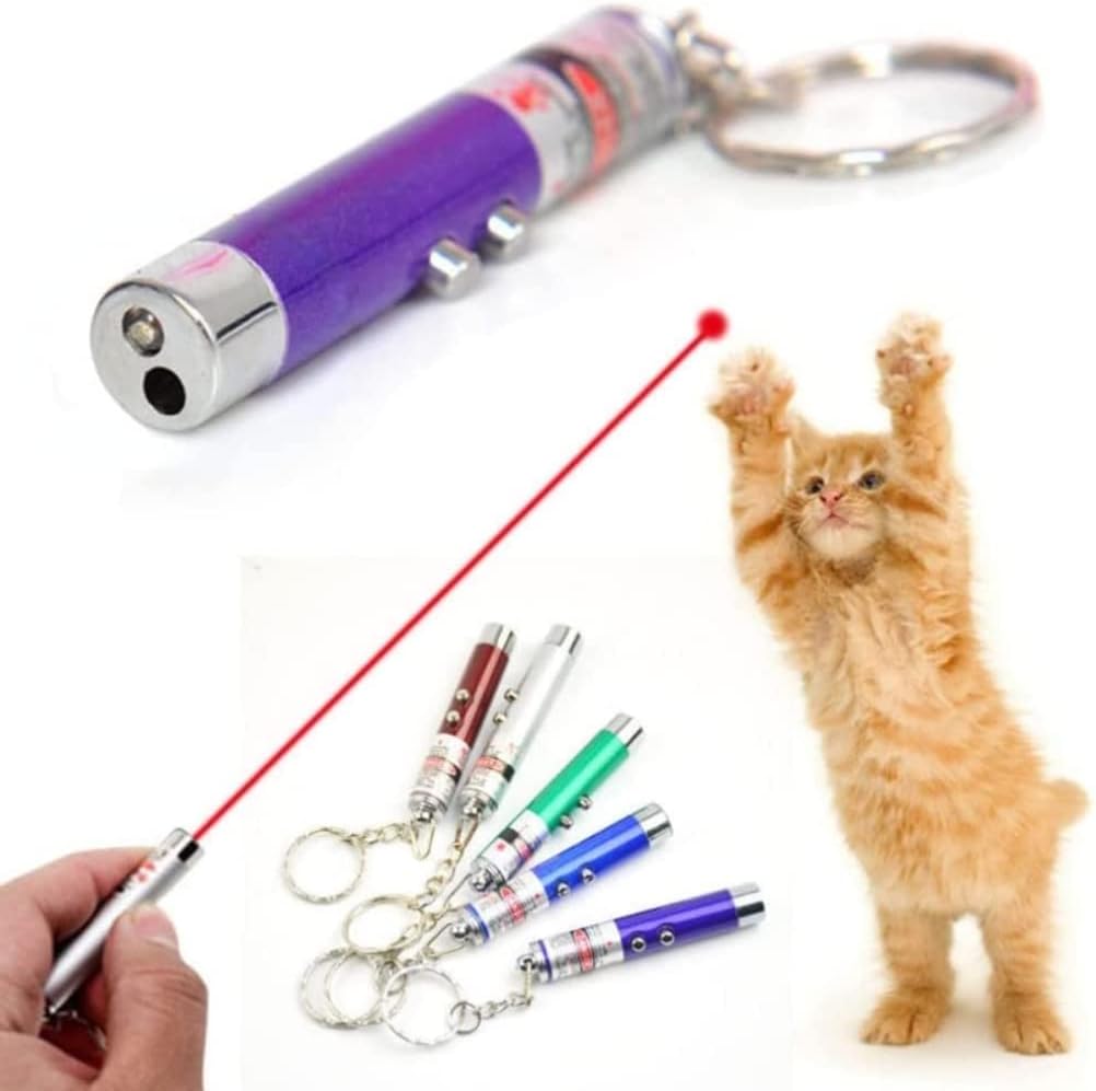 6 PCS Cat Toys Laser Pointer Mini Keychain Laser Pointer LED Flashlight Dog Laser Toy Pet Remote Control Laser (6 Pcs Pack A)