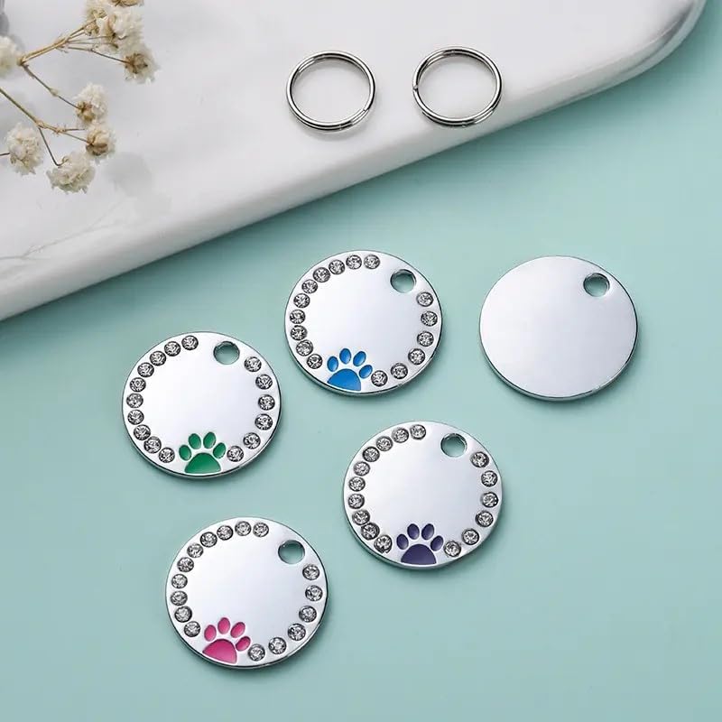 Personalized Dog/Cat Cute Paw Pet ID Tag with Unique Laser Engraving Name and Phone Number for Pet Collar or Key Chain (Green)