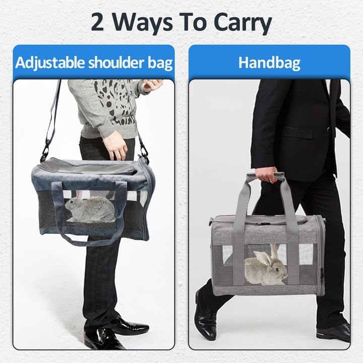 kathson Small Animal Carrier Bag, Guinea Pig Rabbit Travel Carrier Breathable Mesh Window Pet Portable Hand Bag for Hamster Bird Bunny Bearded Dragon Kitty and Etc (Grey)