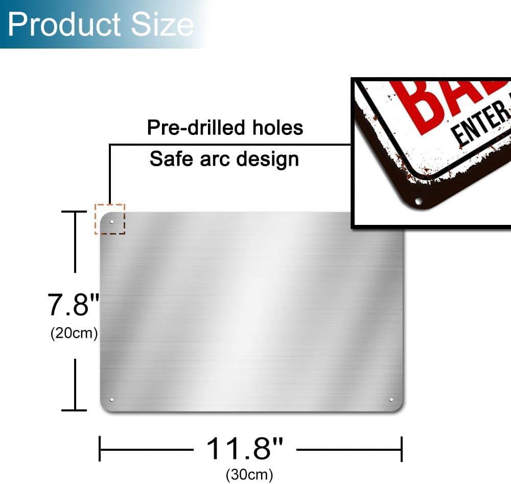 Beware of Dog Signs for Fence Funny Warning Metal Signs Enter At Own Risk Plaque 8 x 12 inch