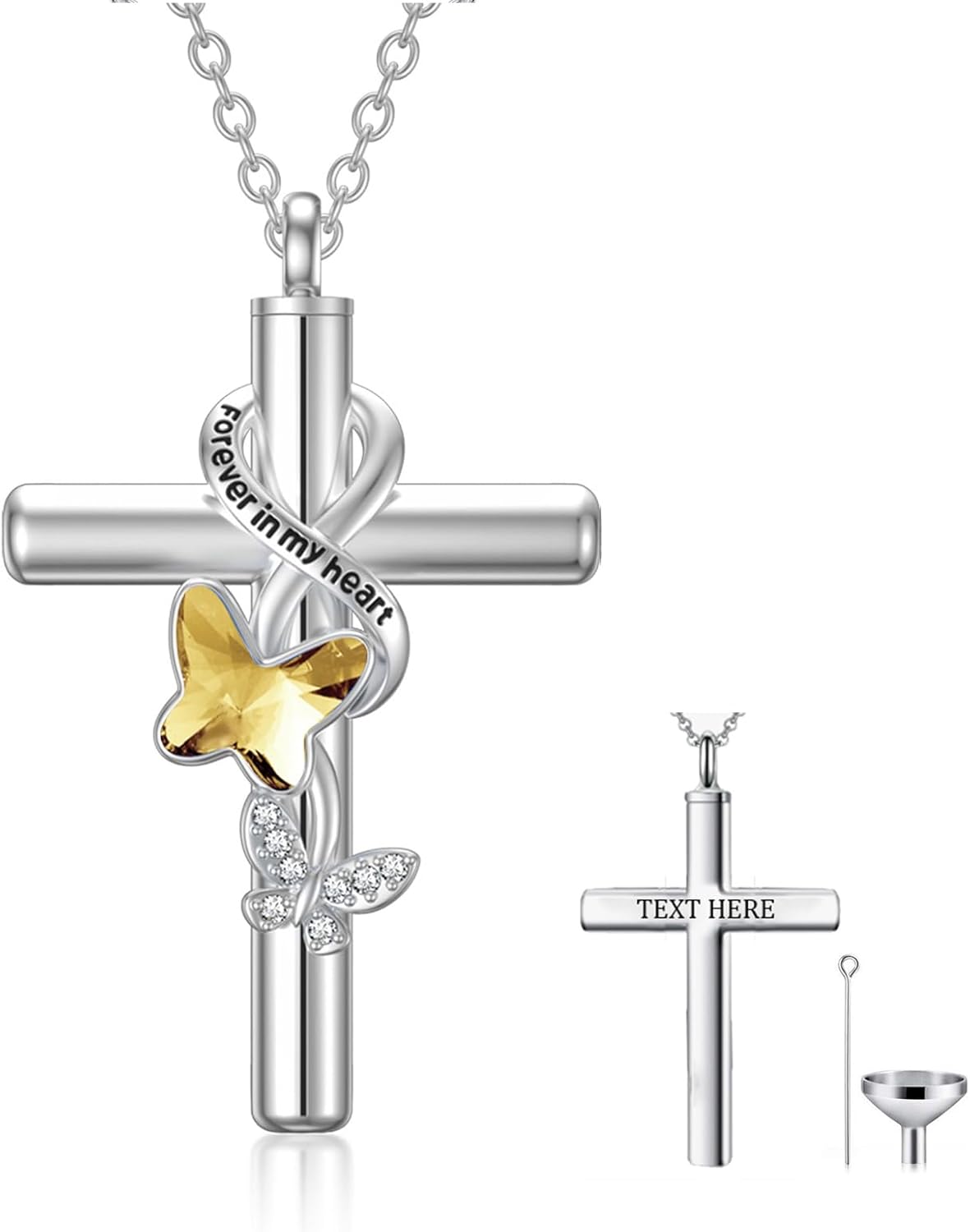 Cross Urn Necklace for Ashes 925 Sterling Silver Cremation Jewelry with Funnel Filler Kit Ashes Necklace for Human Women Girl Pets