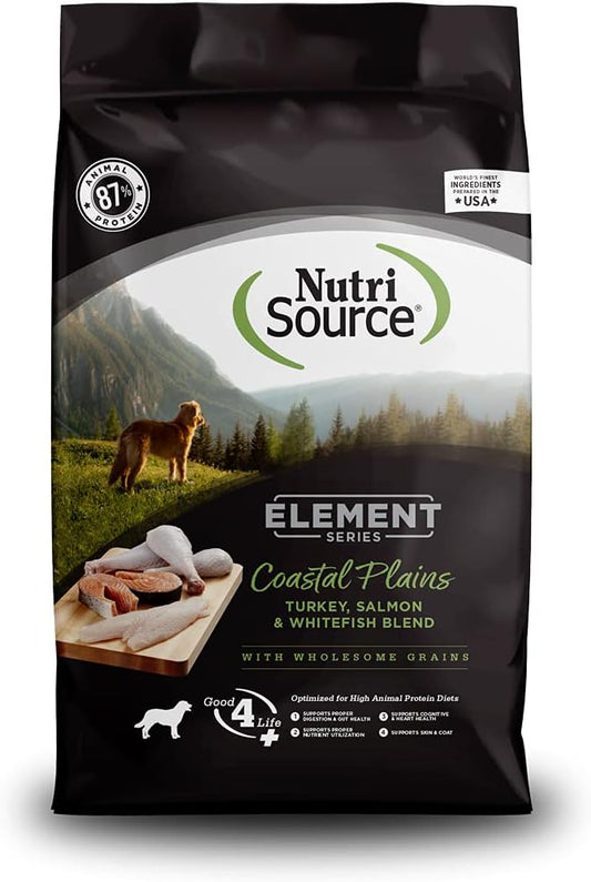 NutriSource Element Series Coastal Plains Dry Dog Food, Turkey, Salmon, and Whitefish, 12LB