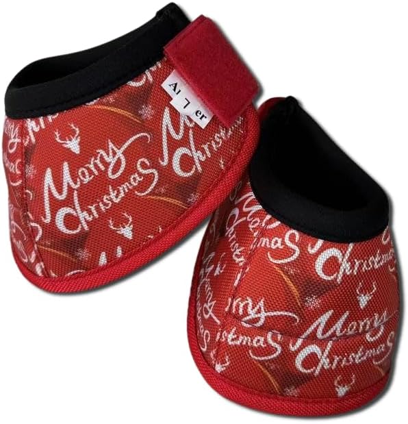 Horse Bell Boots Overreach Bell Boots for Horses Protective Hoof Ballistic Protection 2 Counts (ChristmasRed, Medium)